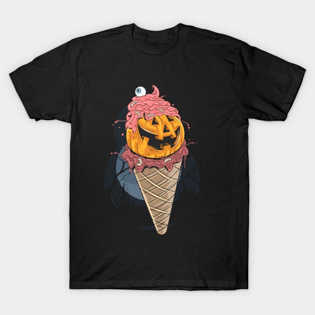 Halloween Pumpkin Icecream T-Shirt by Darth Noob